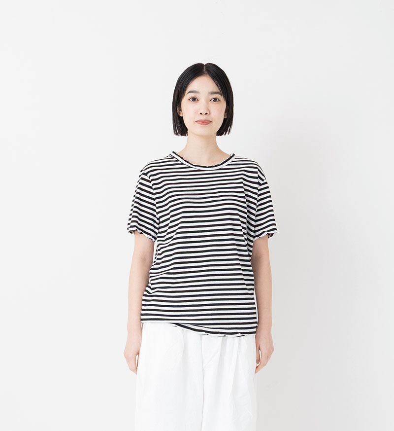ST-067BD<br>強撚天竺クルーネックTee / BLKBD