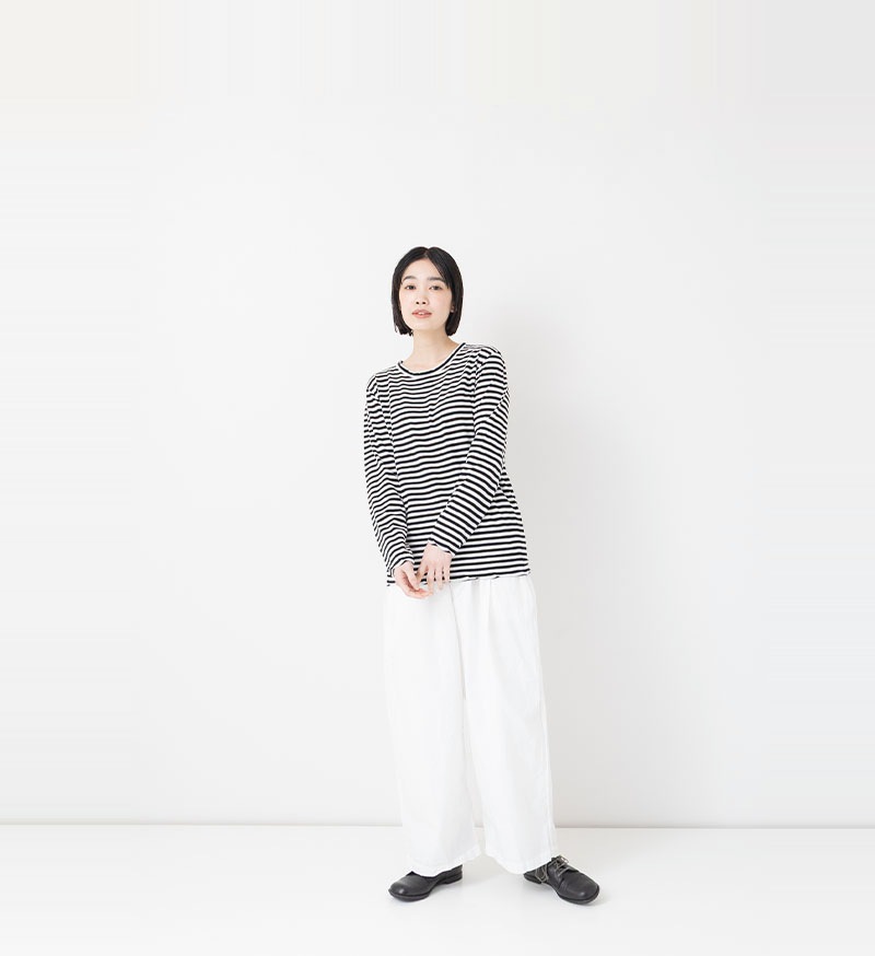 “ヴェリテクール”テンジククルーネックロングスリーブTシャツ・白 ST-068BD<br>強撚天竺クルーネックロングスリーブ / BLKBD - BASIC