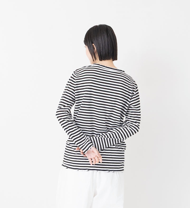 “ヴェリテクール”テンジククルーネックロングスリーブTシャツ・白 ST-068BD<br>強撚天竺クルーネックロングスリーブ / BLKBD - BASIC