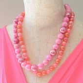 許多 -kyota-  ヴィーガンパール　2連ネックレス （ピンク）