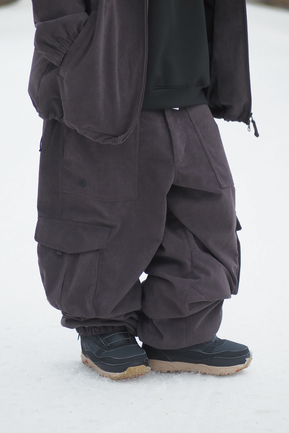 Corduroy Wide Jogger Cargo Pants