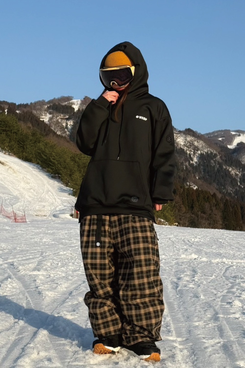 Check Wide Jogger Pants
