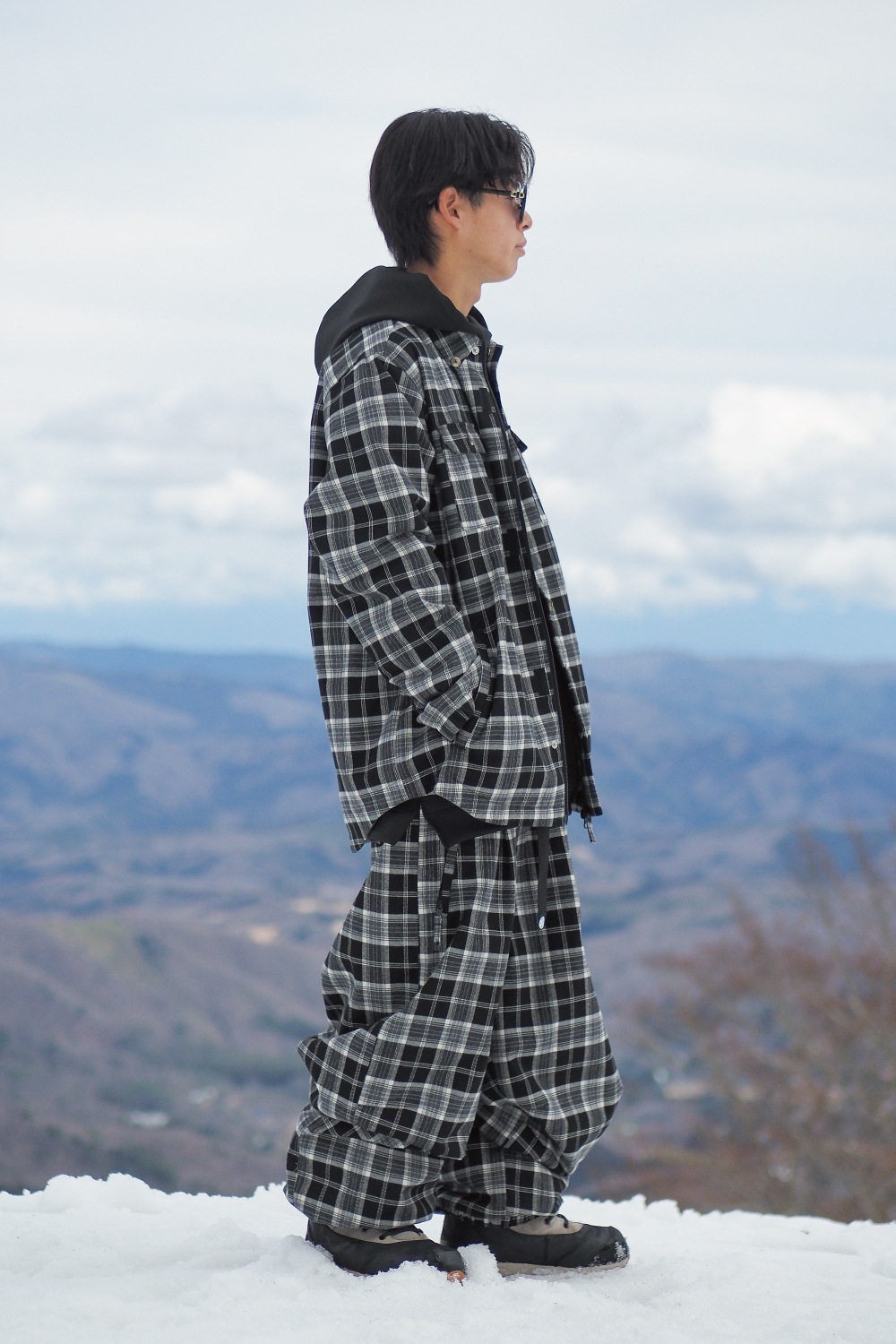 Check Wide Jogger Pants