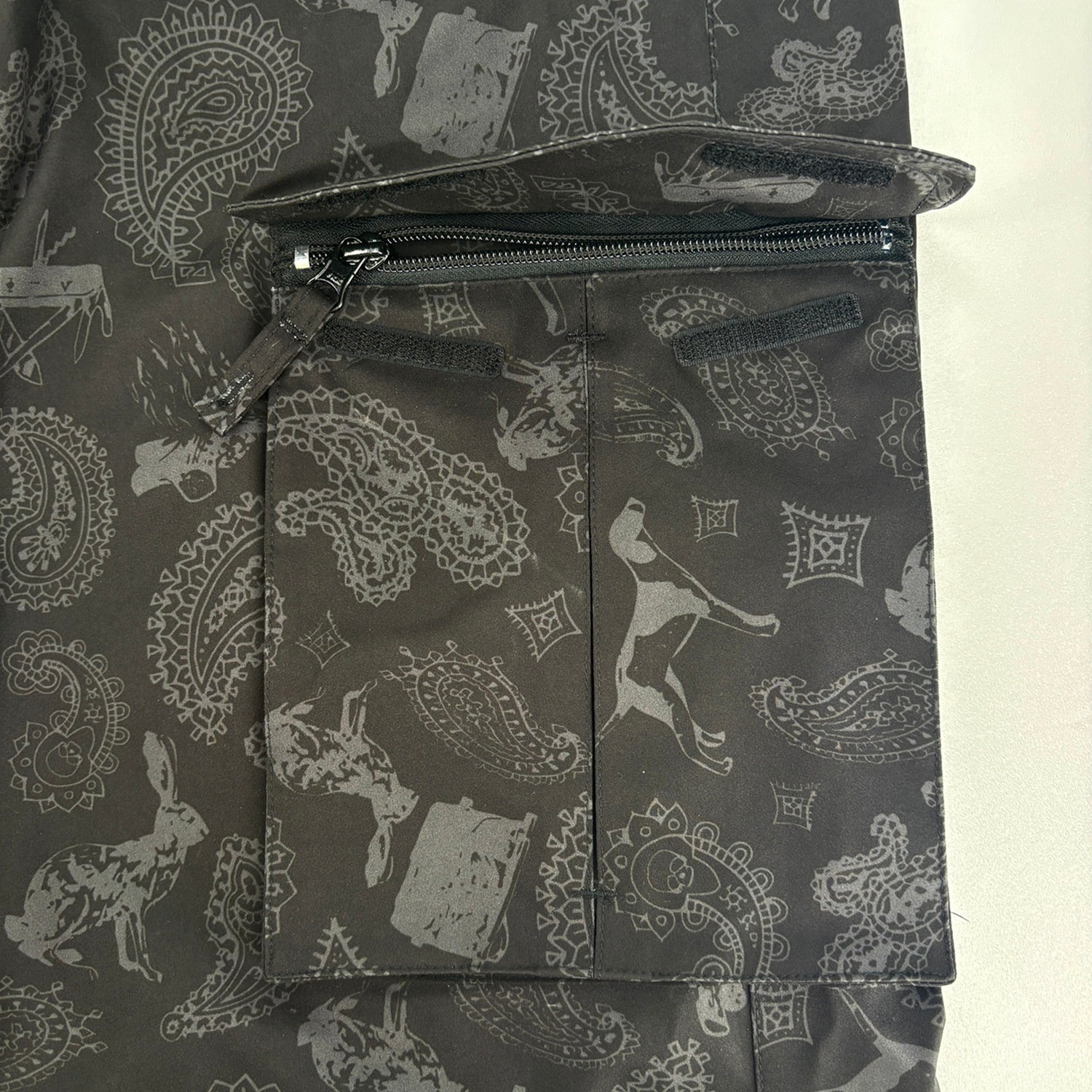 Animal  Paisley  Super Wide Jogger Bib Cargo Pants