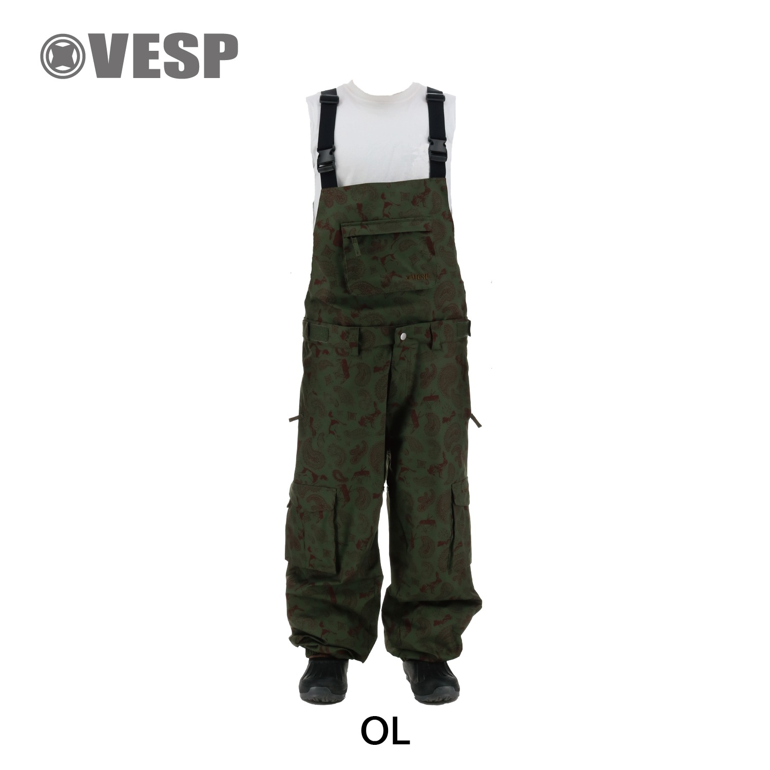 Animal  Paisley  Super Wide Jogger Bib Cargo Pants