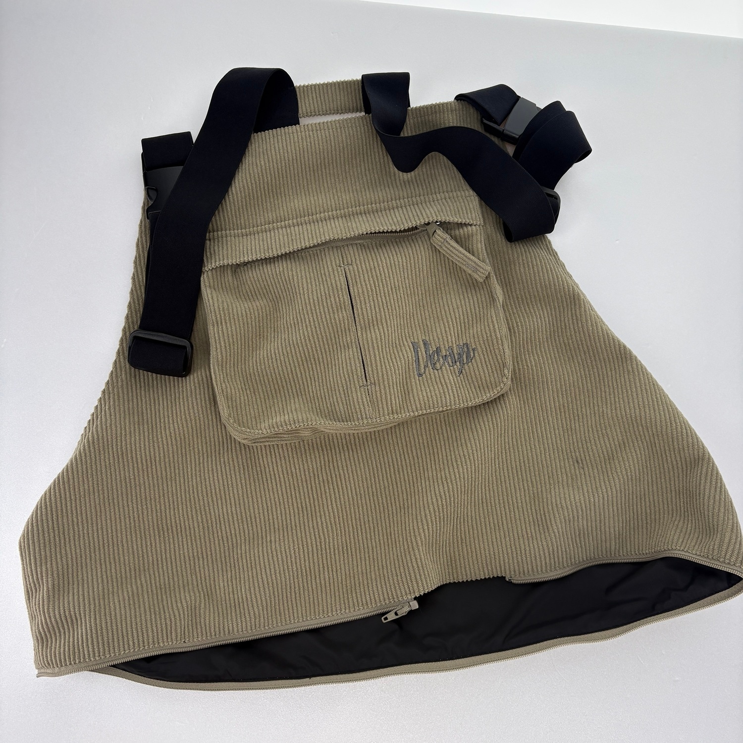 Corduroy Wide Jogger Bib Cargo Pants