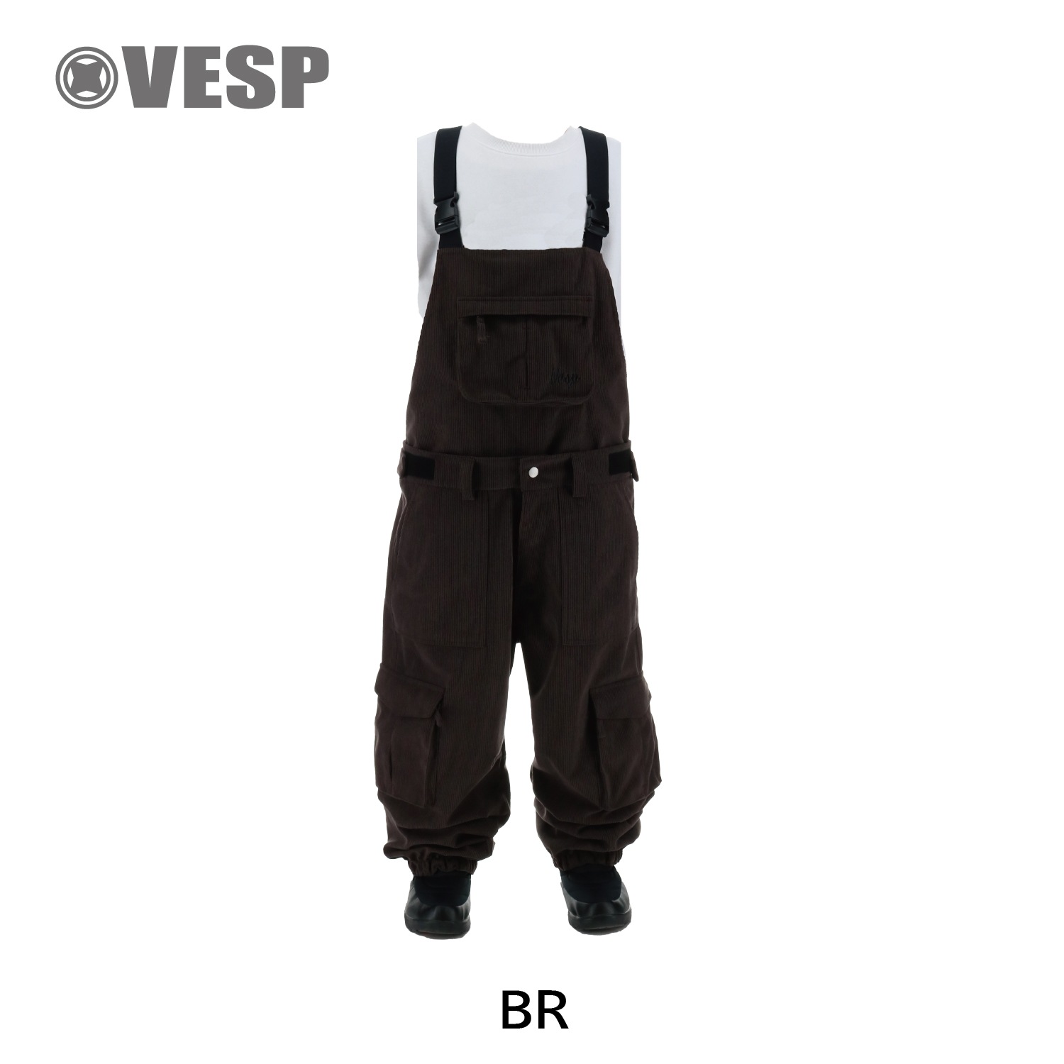Corduroy Wide Jogger Bib Cargo Pants