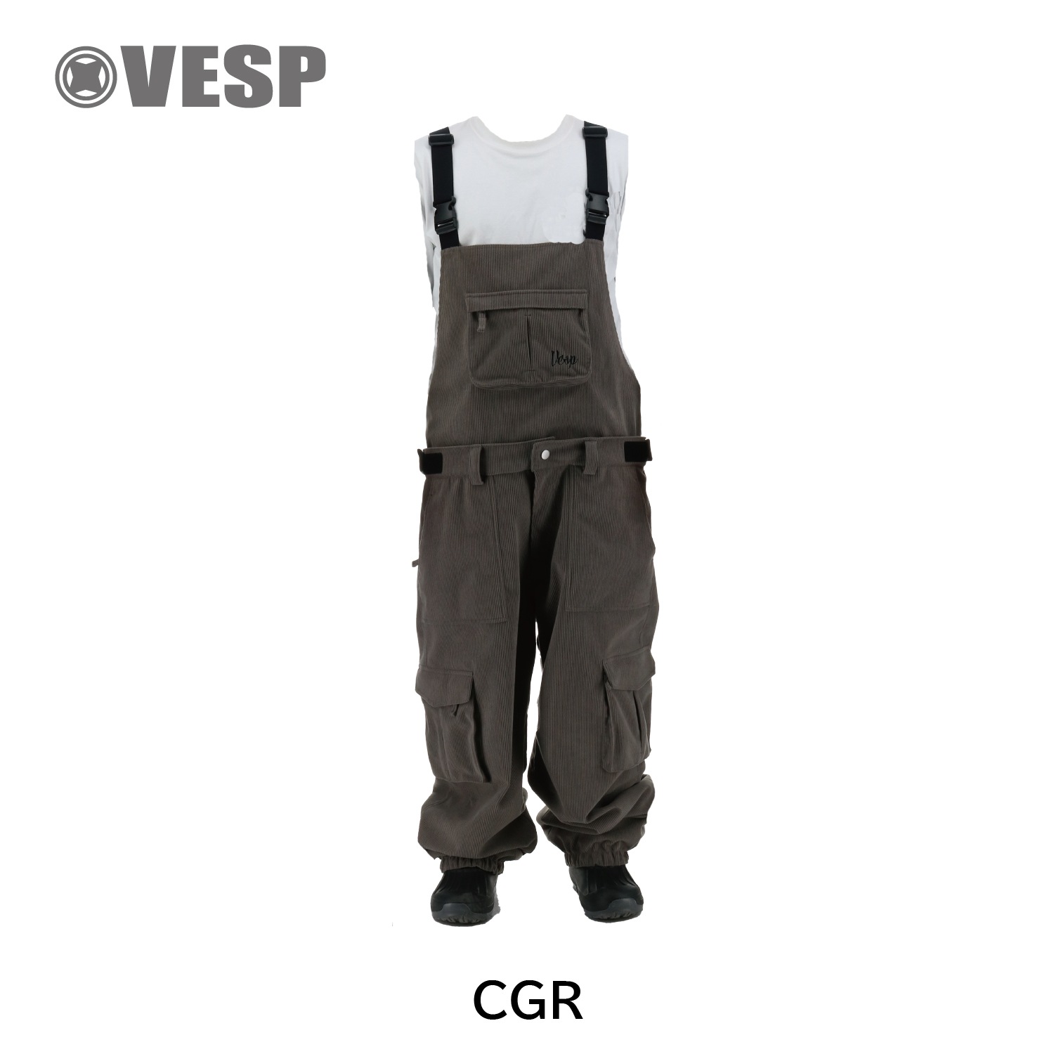 Corduroy Wide Jogger Bib Cargo Pants
