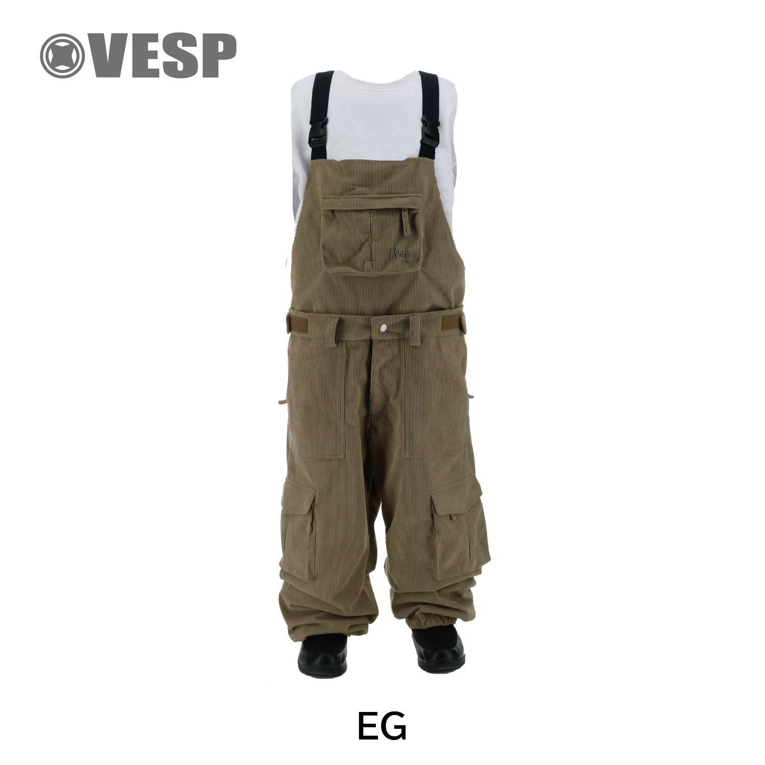 Corduroy Wide Jogger Bib Cargo Pants