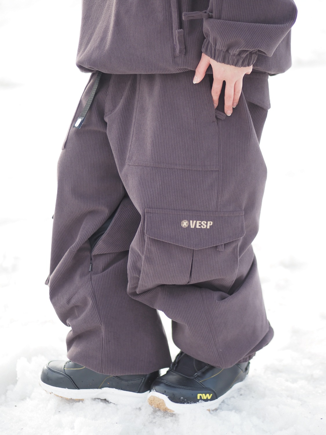 Corduroy Wide Jogger Cargo Pants