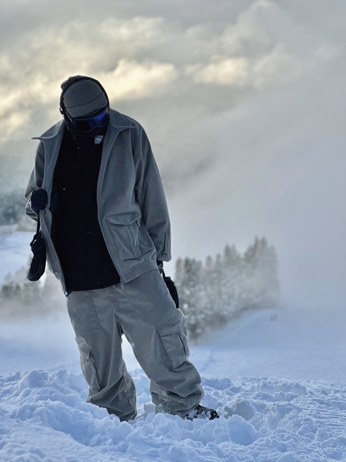 Corduroy Wide Jogger Cargo Pants