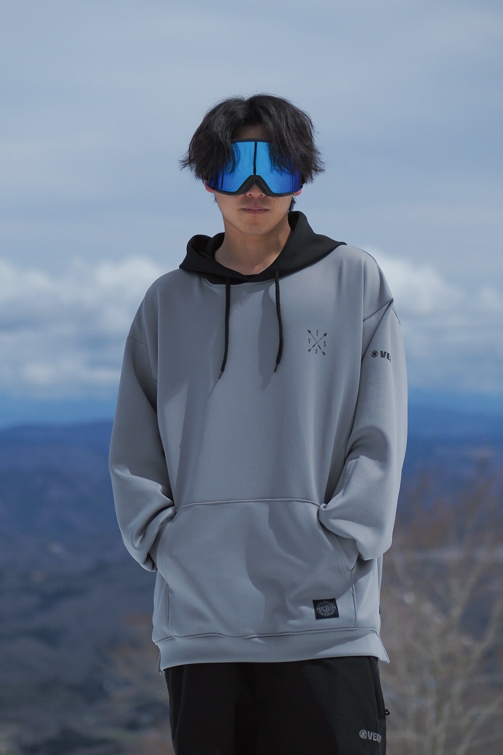 Two-tone Hood  Stretch Knit Parka