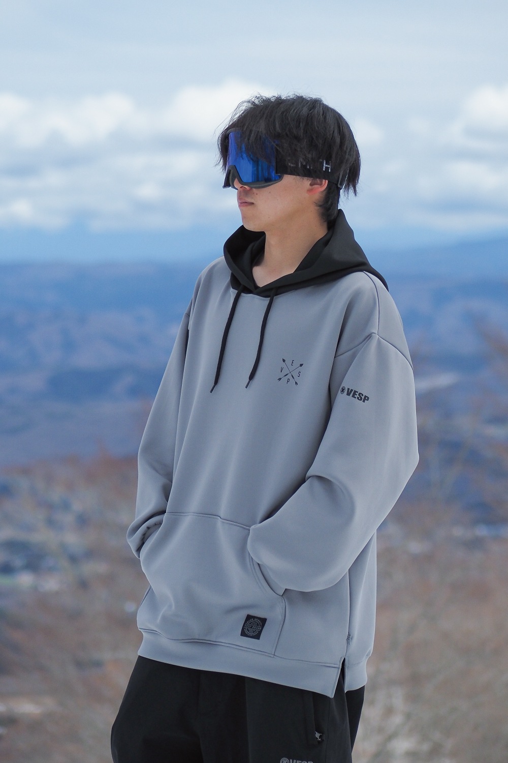 Two-tone Hood  Stretch Knit Parka