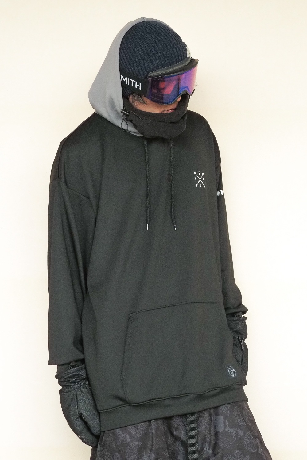 Two-tone Hood  Stretch Knit Parka