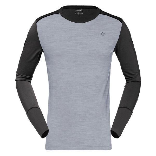 NORRONA Mens Wool Round Neck Mid Grey [ノローナ]