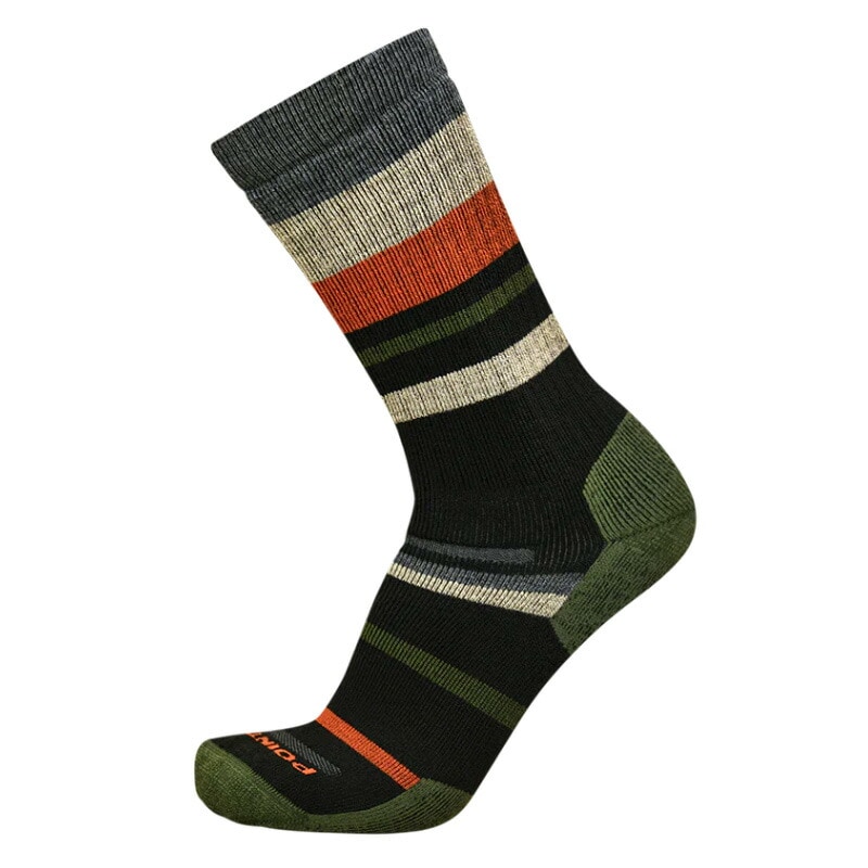 Point6 HIKING MIXED STRIPE MED CREW Black/Olive [ポイントシックス]