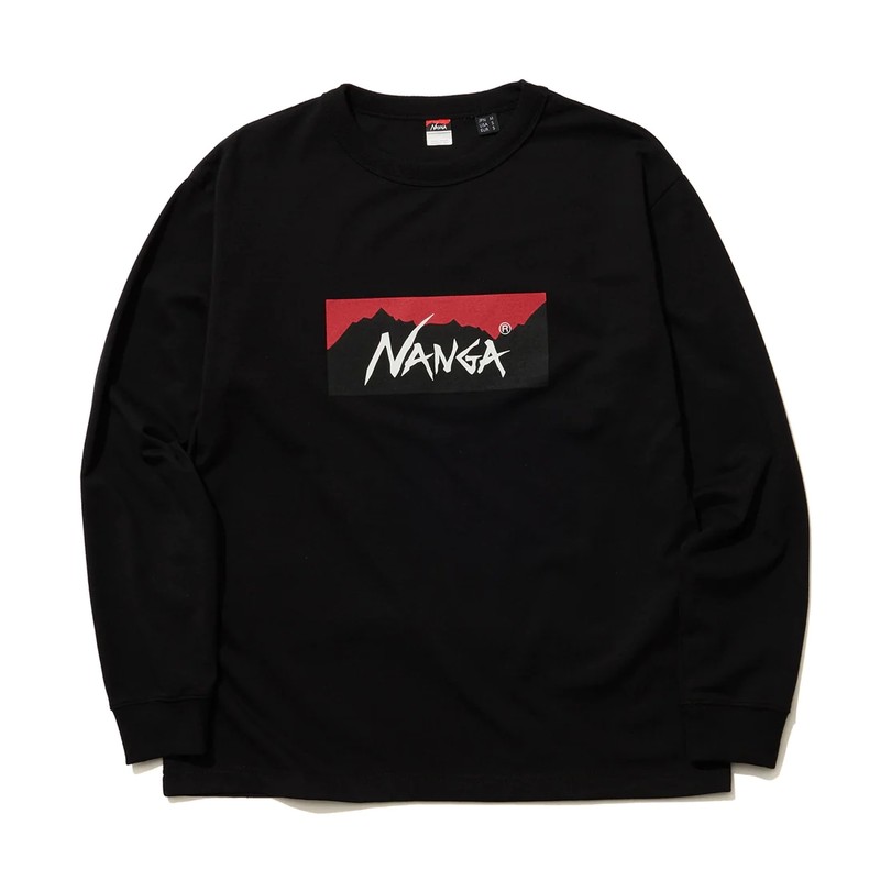 NANGA ECO HYBRID BOX LOGO L/S TEE BLK [ナンガ]