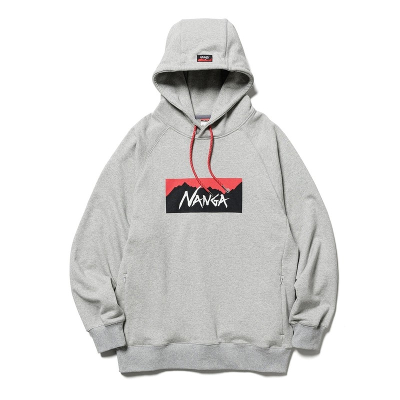 NANGA ECO HYBRID BOX LOGO SWEAT HOODIE L.GRY [ナンガ]