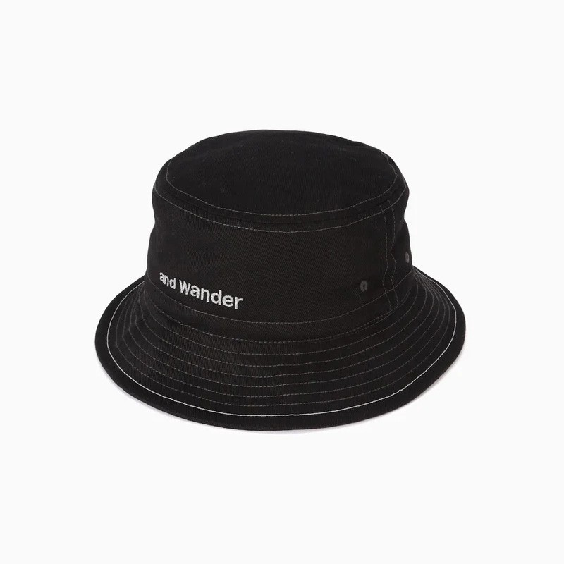 [10%OFF] and wander cotton twill hat black [アンドワンダー]