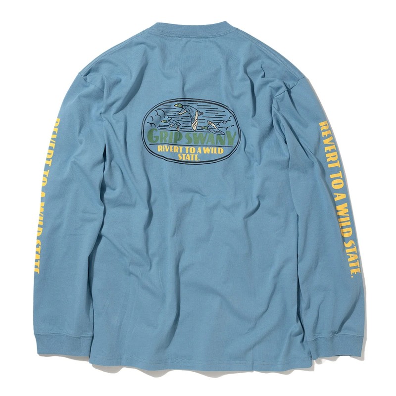 Grip Swany BIRD PRINT L/S TEE LIGHT BLUE [グリップスワニー]