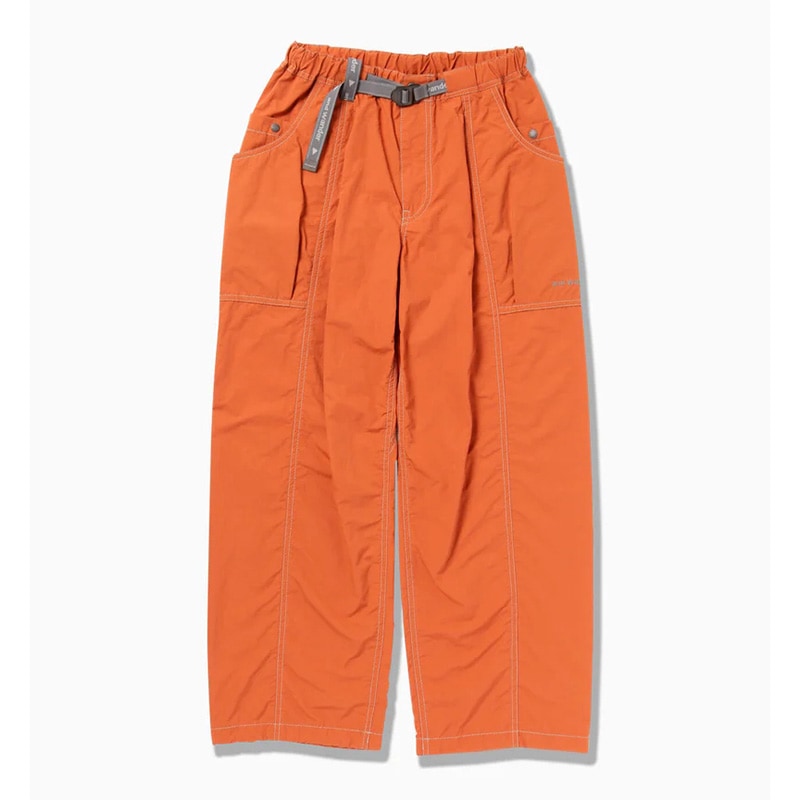 [当日出荷可] and wander crinkled nylon pants orange [アンドワンダー]
