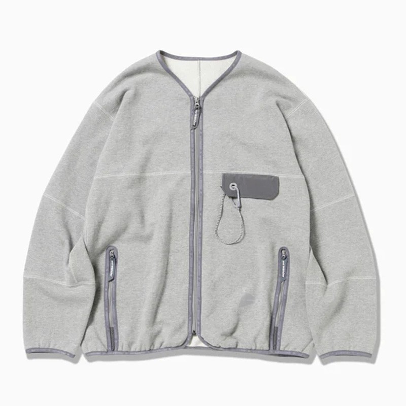 and wander sweat cardigan gray [アンドワンダー]