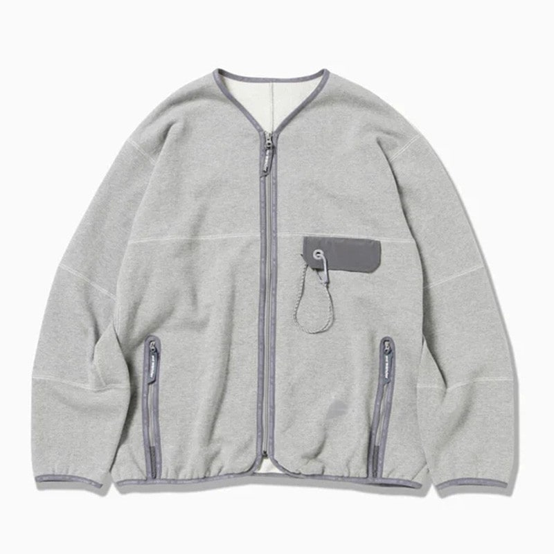 [当日出荷可] and wander sweat cardigan gray [アンドワンダー]