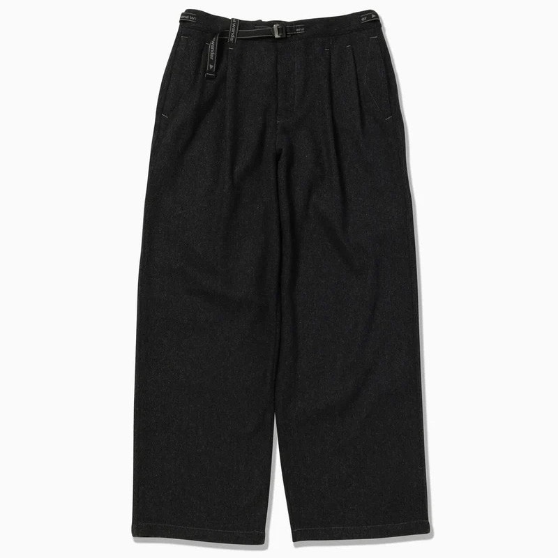 [当日出荷可] and wander REWOOL tweed wide pants d.gray [アンドワンダー]