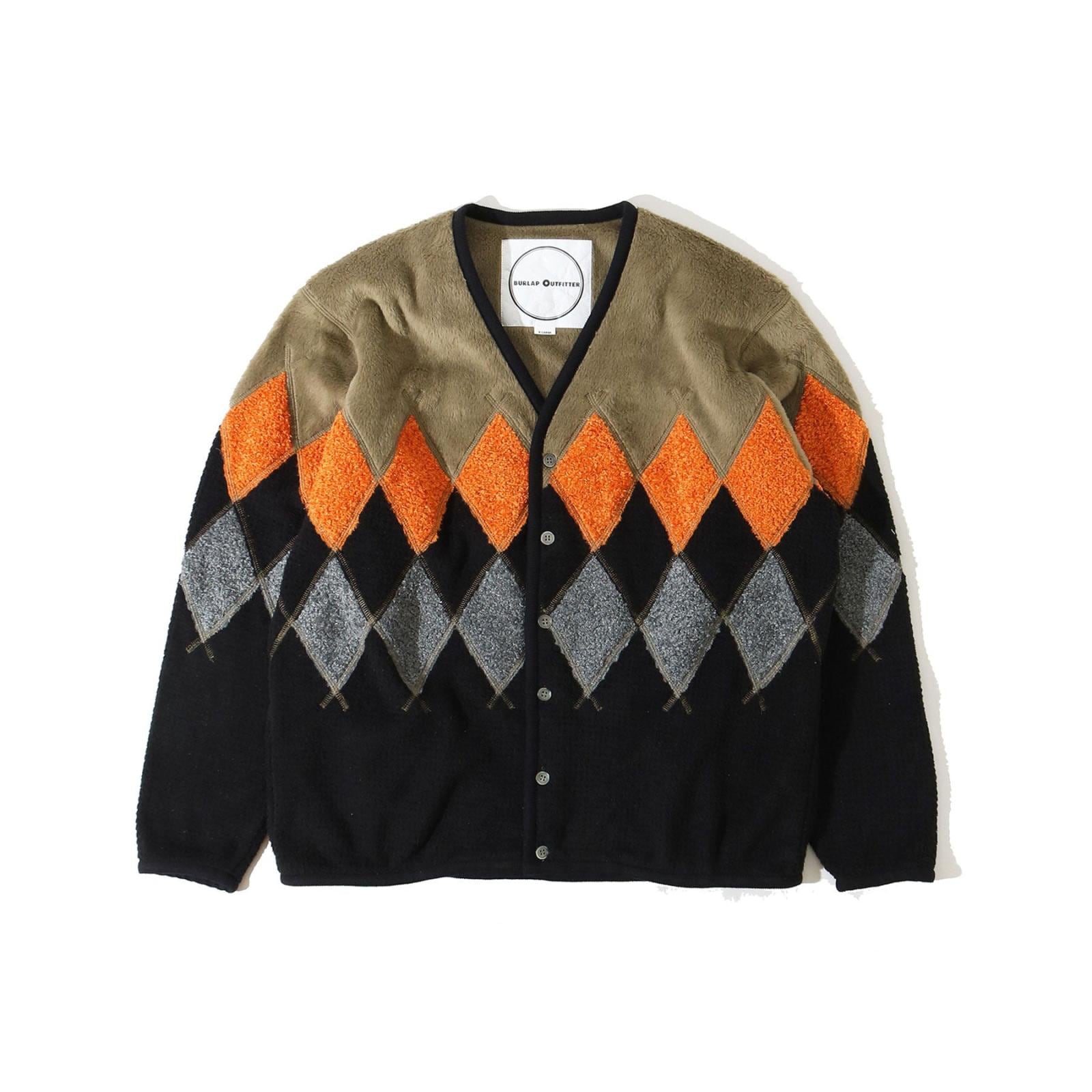 [当日出荷可] Burlap Outfitter ARGYLE FLEECE CARDIGAN OCP/BLACK Mサイズ [バーラップ]
