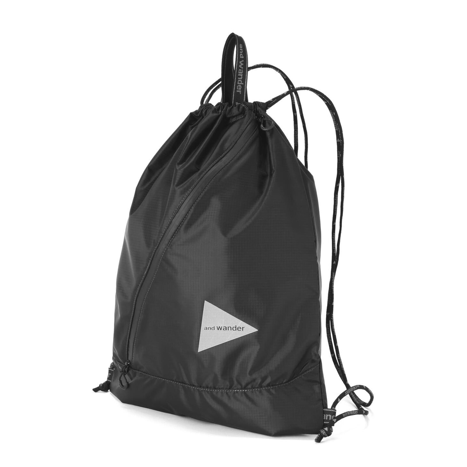 [当日出荷可] and wander 147 crispy rip drawstring bag black [アンドワンダー]
