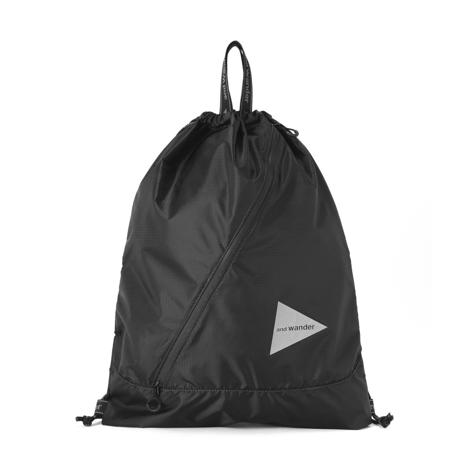 and wander 147 crispy rip drawstring bag black [アンドワンダー]