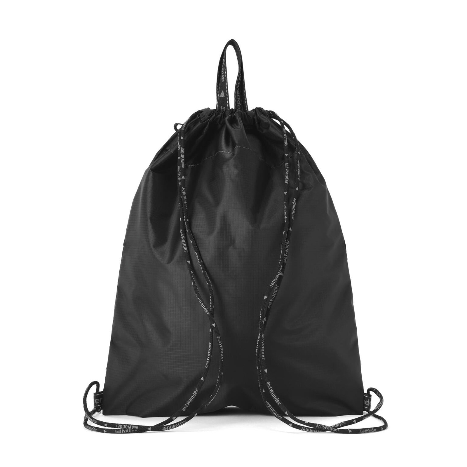 and wander 147 crispy rip drawstring bag black [アンドワンダー]
