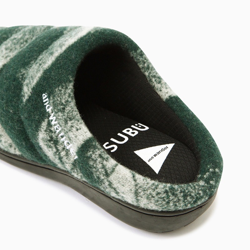 and wander SUBU × and wander mountain camo wool permanent sandal green [アンドワンダー]