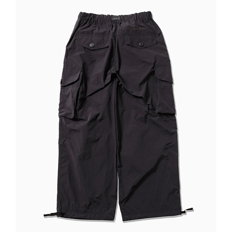 [当日出荷可] and wander oversized cargo pants black [アンドワンダー]