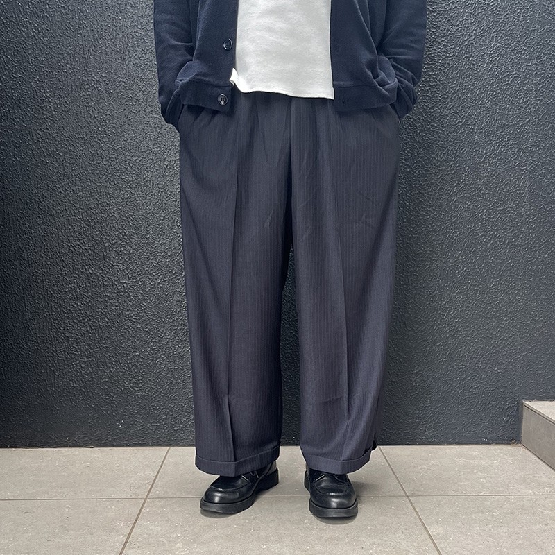 voiry DRESSMAKER PANTS WIDE GRAY-STRIPE [ヴォイリー]