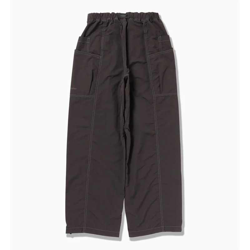 [当日出荷可] and wander crinkled nylon pants charcoal [アンドワンダー]