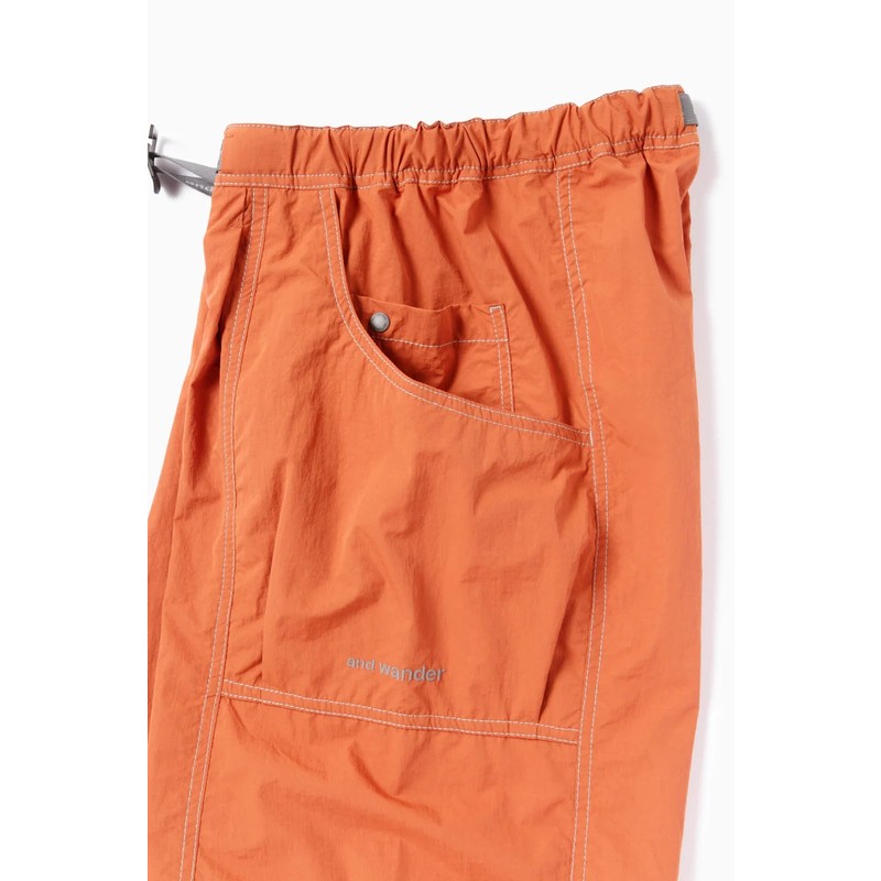[当日出荷可] and wander crinkled nylon pants charcoal [アンドワンダー]