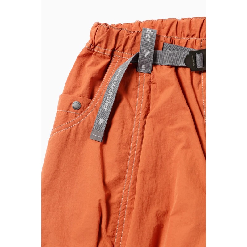 [当日出荷可][10%OFF] and wander crinkled nylon pants orange [アンドワンダー]