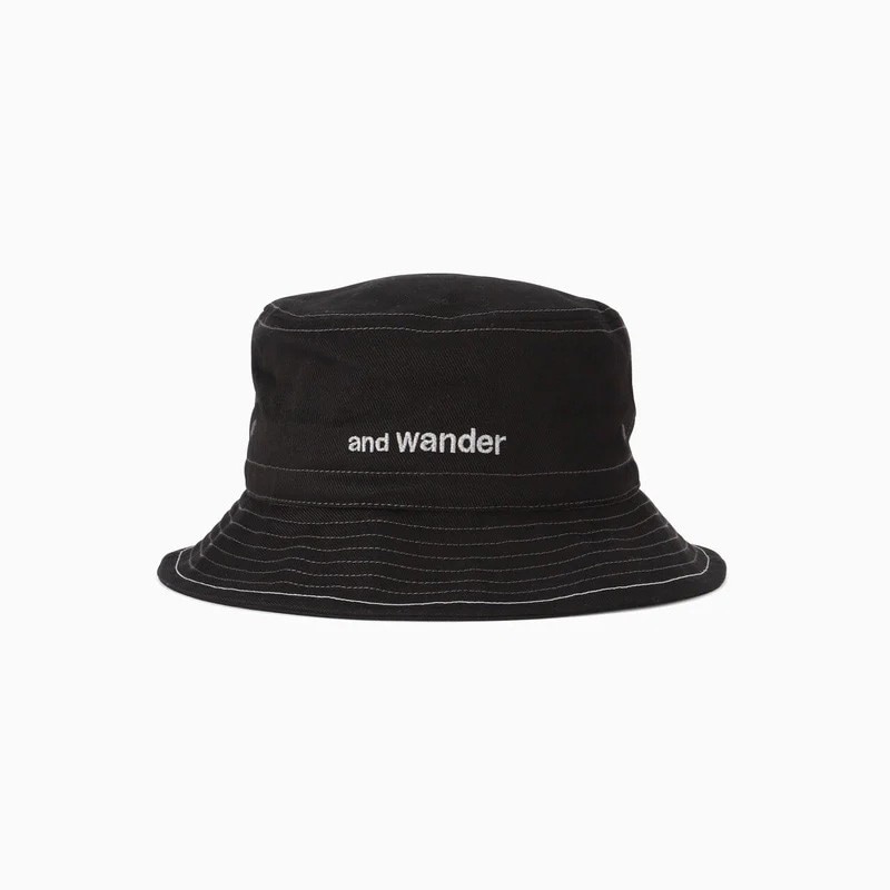 [10%OFF] and wander cotton twill hat black [アンドワンダー]