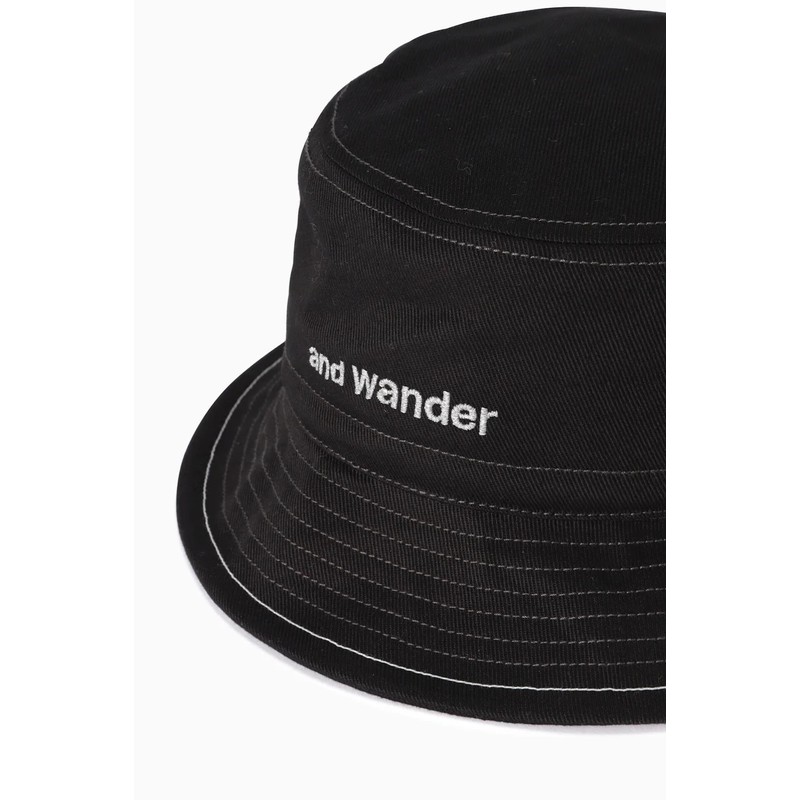 [10%OFF] and wander cotton twill hat black [アンドワンダー]