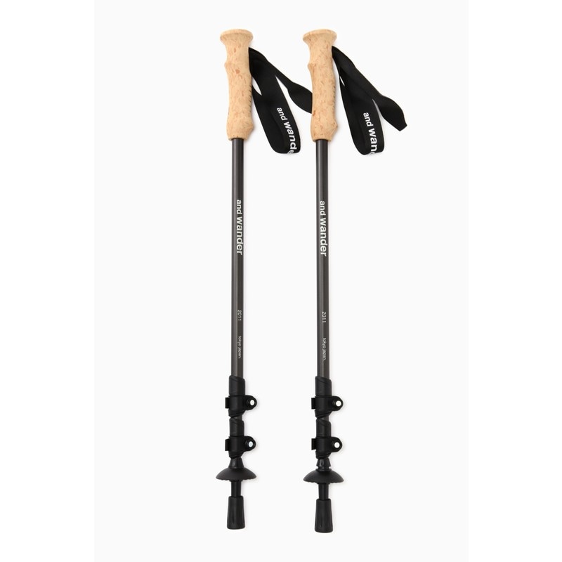 and wander carbon trekking pole black [アンドワンダー]