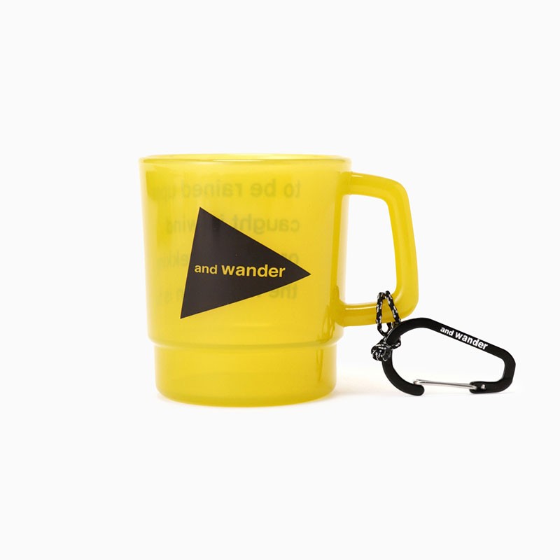 and wander and wander logo PP mug yellow [アンドワンダー]