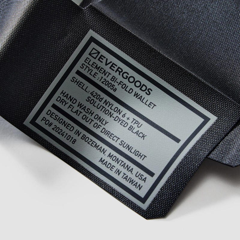 [最短当日出荷] EVERGOODS Element Bifold Wallet Solution Black [エバーグッズ]