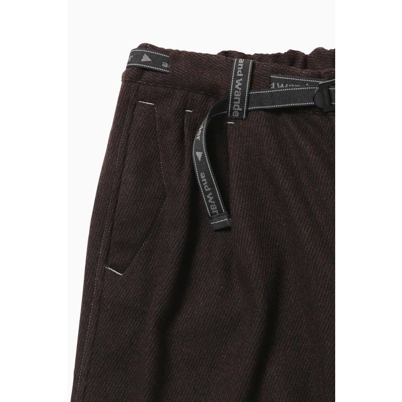 [当日出荷可] and wander REWOOL tweed wide pants d.gray [アンドワンダー]