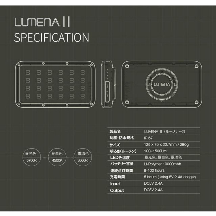 LUMENA LUMENA2 (ルーメナー2) LED ランタン メタルグレー [ルーメナー]