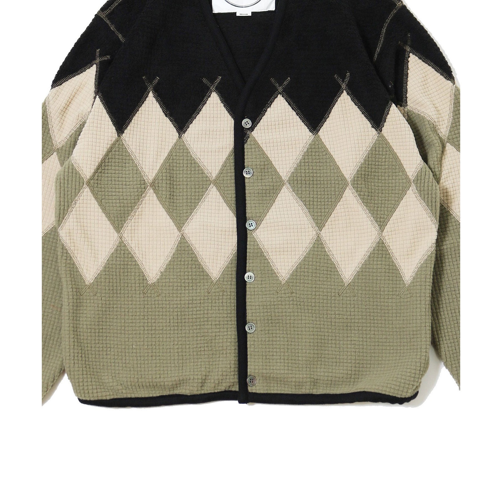 Burlap Outfitter ARGYLE FLEECE CARDIGAN BLACK/MOSS Mサイズ 