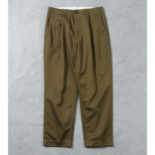 [当日出荷可] BAMBOO SHOOTS Pleated Military Trousers-Chino Olive [バンブーシュート]