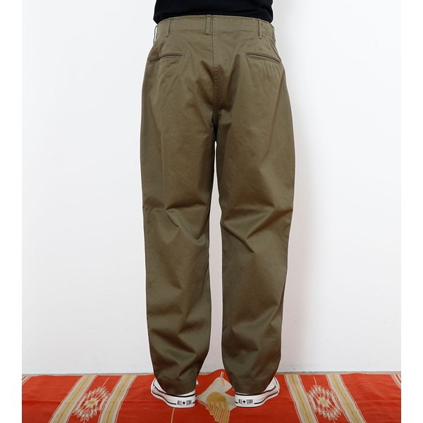 [当日出荷可] BAMBOO SHOOTS Pleated Military Trousers-Chino Olive [バンブーシュート]