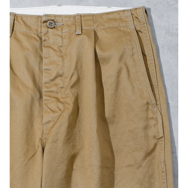 [当日出荷可] BAMBOO SHOOTS Pleated Military Trousers-Chino Olive [バンブーシュート]