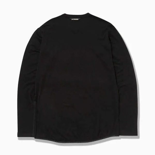 and wander merino base long sleeve T black [アンドワンダー]